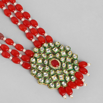 Gold-Plated Artificial Beads & Stones Jewellery Set