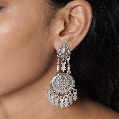 Silver-Plated Contemporary Drop Earrings